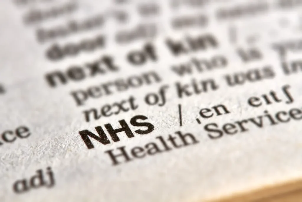 NHS Word Definition Text in Dictionary Page
