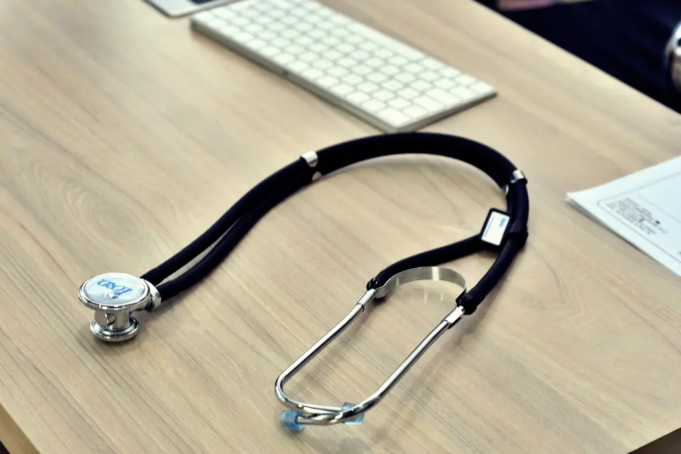 clinicians stethoscope on desk